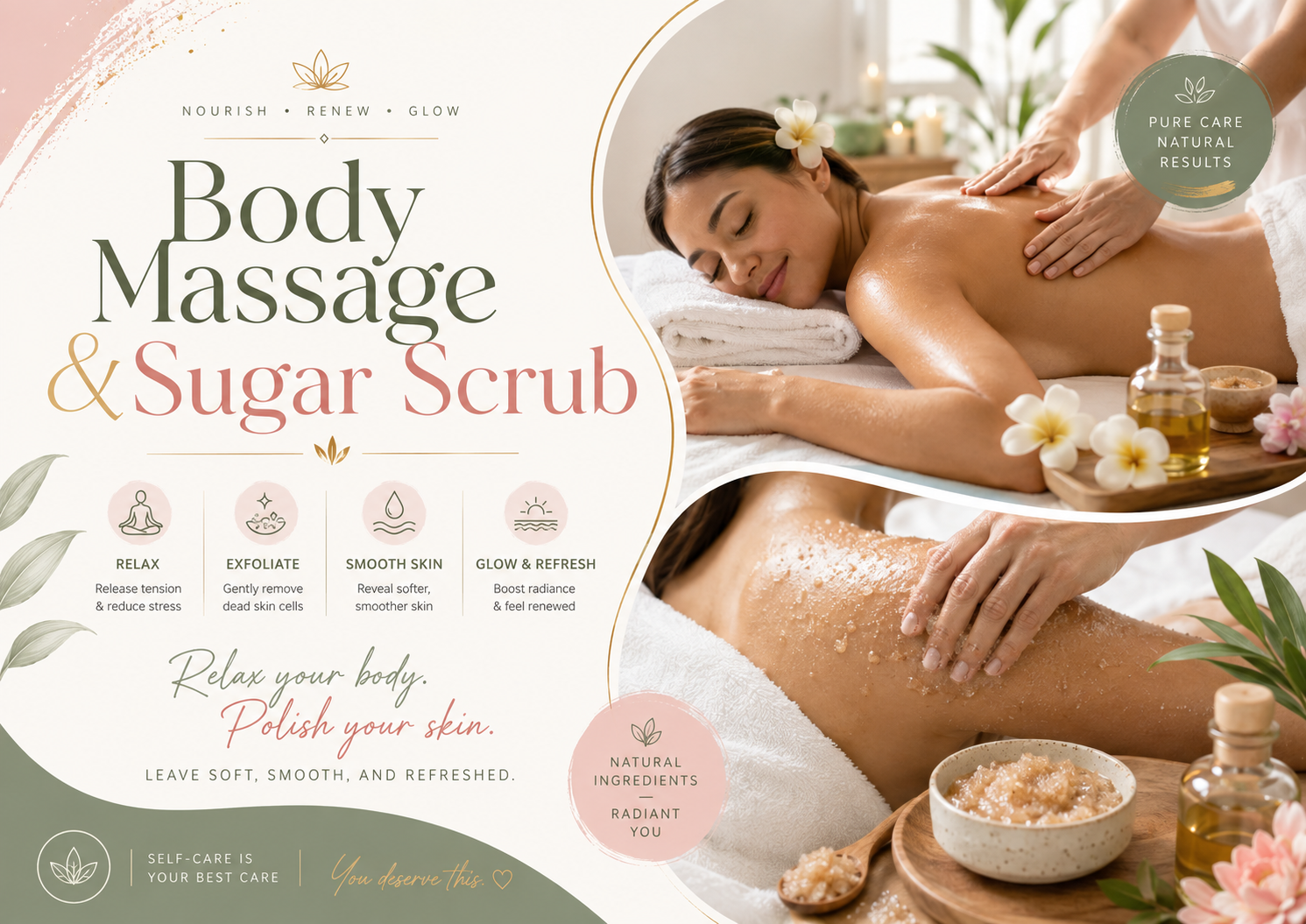 50min Body Massage & Scrub (30 min Massage + 20 min Scrub)