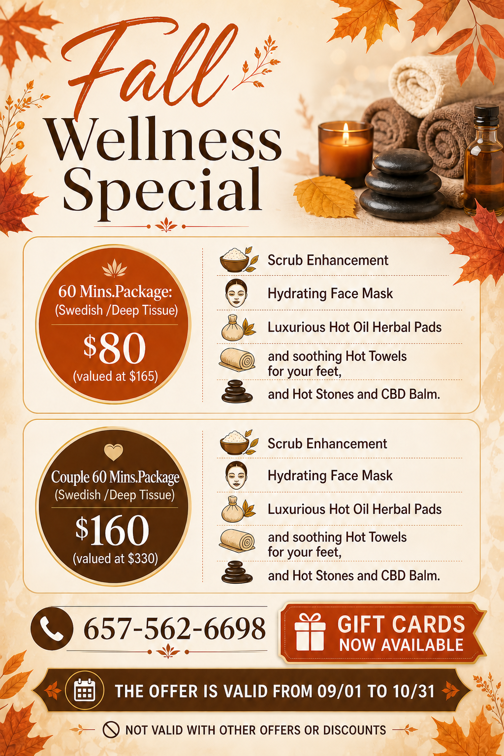 1hr Fall Wellness Special For One