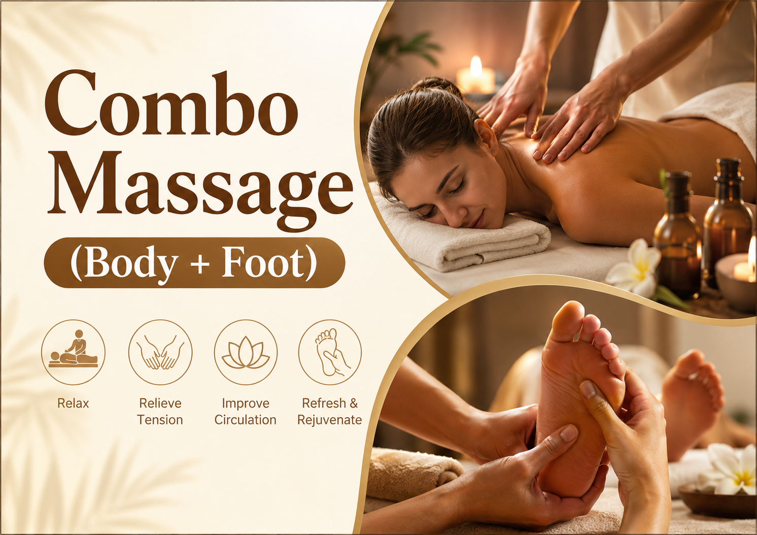60min Combo Massage (30 min Body + 30 min Foot)